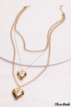 Gold Heart Pendant Layered Necklace