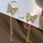 Rhinestone & Butterfly Decor Earring Jackets - Gold