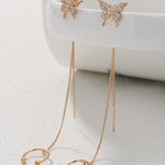 2pcs Cubic Zirconia Butterfly Decor Chain Linked Earring