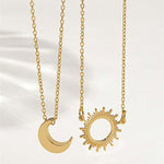 2pcs Luxury Sun And Moon Necklace Set