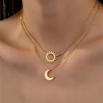 2pcs Luxury Sun And Moon Necklace Set