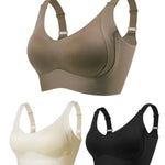 Women's Ribbed Push Up Adjustable Wireless Bra(3 Pack)