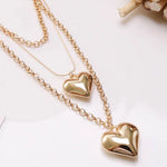 Gold Heart Pendant Layered Necklace