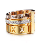 Rose Gold & Gold Triple Stacked Roman Numeral Band Ring