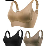 Women's Ribbed Push Up Adjustable Wireless Bra(3 Pack)